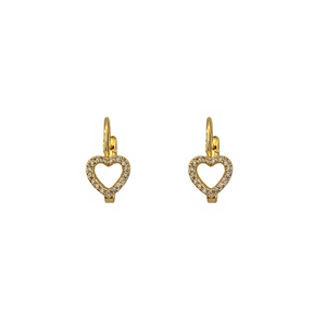 Boucles d'oreilles cœur en or élégantes avec cristaux d'oxyde de zirconium sertis