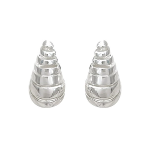 Boucles d'oreilles en métal argenté avec forme conique en spirale et design moderne