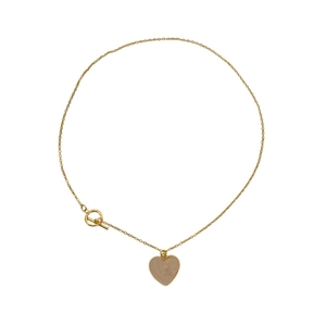 Elegante goldene Herz-Halskette mit Vintage-OT-Knebelverschluss und perlweißem Emaille