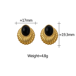 Macro view showing 17mm x 19.3mm dimensions and 4.8g weight of cat eye stone earrings