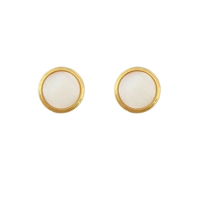 French geometric gold earrings with elegant white cats eye stone inlays for women