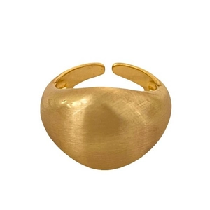Minimalist brushed gold open ring with adjustable band and matte metallic finish