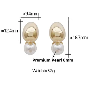 Schéma technique détaillé montrant les dimensions des boucles d'oreilles perles 8mm