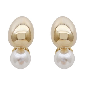 Élégantes boucles d'oreilles françaises en forme de goutte d'or et perles blanches de luxe