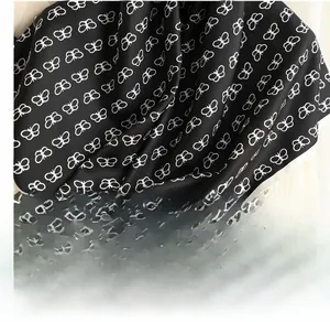 Detailed view of the butterfly pattern and seaming technology on the silk scarf
