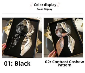 Detailansicht der Satin-Schals mit Paisley-Muster in Schwarz und Rosa Optionen
