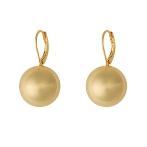 Minimalist French style golden metal ball drop earrings with elegant lever-back closure