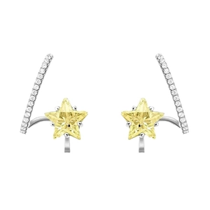 Elegant gold star earrings featuring yellow zircon gemstones and sparkling micro-inlays