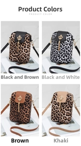 Crossbody bags in leopard print styles featuring crown charms and various color options
