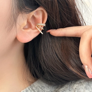 Manchette D'oreille Élégante Superposée Sans Perçage Avec Zircon Et Fausse Künstliche Perle Style Vintage Boucles D'oreilles Non Percées Pour Femmes