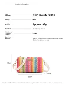 Sac bandoulière tissé arc-en-ciel guide des tailles 20x12cm avec sangle réglable
