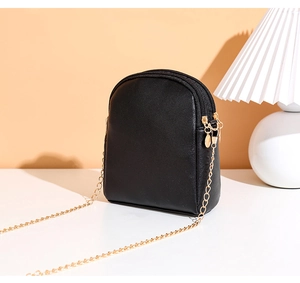 Détail du mini sac noir brodé de fleurs avec chaîne dorée et double compartiment zippé