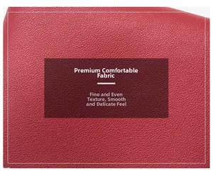 Close-up of premium red leather texture with fine grain for a mini crossbody phone bag