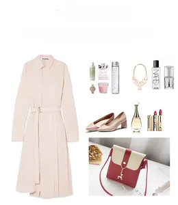 Fashionable mini deer phone bag styled with pink shirt dress and matching accessories
