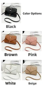 Collage of minimalist crossbody bags in black, brown, pink, white and khaki colors