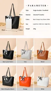 Lederoptik-Tote-Bag mit Farbauswahl, Maßen und dekorativem Seidenschal-Detail