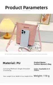 Pink embossed bucket bag detailed size chart 16x4.5x20cm with stylish woven leather texture