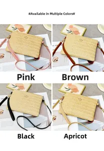 Quatre modèles de sacs en paille tissée avec fleurs en métal et diverses bandoulières