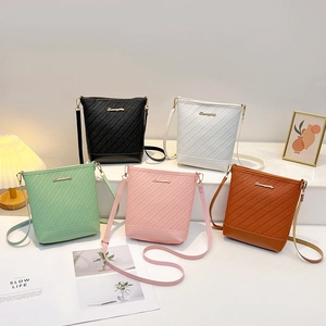 Women Bucket Bag PU Leather Embossed Woven Texture Adjustable Strap Casual Fashion Crossbody Handbag For Ladies