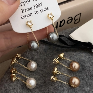 Elegant long tassel earrings with premium pearls and sparkling cubic zirconia dangles