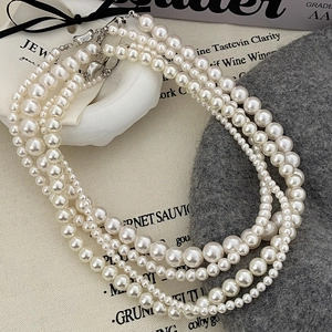 Collier De Künstliche Perles Fantaisie Élégant Ras Du Cou Rétro Minimaliste Chaîne De Clavicule Bijoux Pour Femmes Style Haut De Gamme