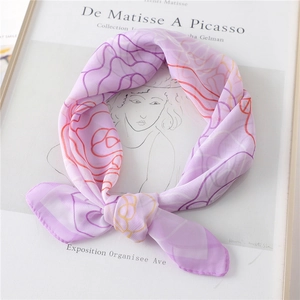 Elegant Rose Print Chiffon Scarf Women Lightweight Sheer Floral Neck Head Accessory Square Wrap Sunscreen Fashion