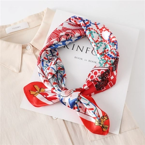 Carré De Satin Élégant Pour Femmes Foulard En Satin Imprimé Pied-de-Poule Floral Géométrique Accessoire Mode Polyvalent