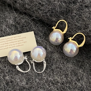 French vintage aurora mermaid pearl drop earrings with elegant gold and silver hooks