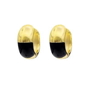 Boucles d'oreilles créoles marron émaillé et métal doré style Maillard pour femmes chic
