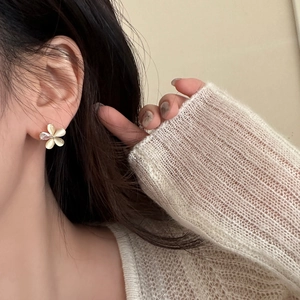 Boucles D'oreilles Fleurs Élégantes Laiton Plaqué Or Pierre Oeil De Chat Zircon Bijoux Floraux Pour Femmes