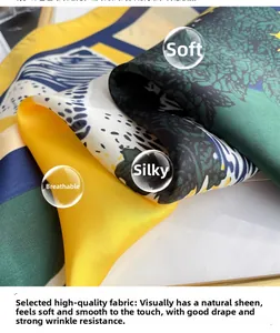 Detailed view of silk scarf fabric showing smooth satin luster and colorful horse print