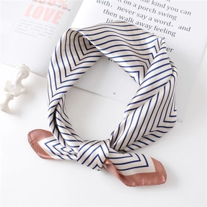 Striped Geometric Square Scarf Satin Satin Like Elegant Neck Head Hair Band Accessory For Women Fashion