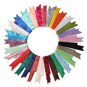 Elegante Sciarpa Stretta in Raso da Donna Tinta Unita Nastro Stampato Floreale Foulard Fascia per Capelli Decorazione Borsa Accessorio Moda