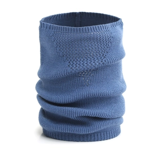Unisex navy blue knitted neck warmer with pointelle pattern for winter thermal protection
