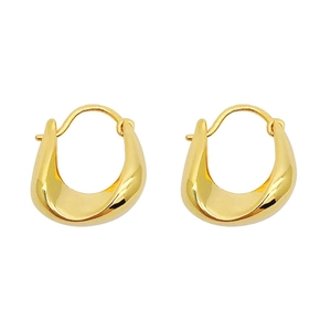 Polished chunky gold U-shaped drop earrings with a minimalist mirror finish design