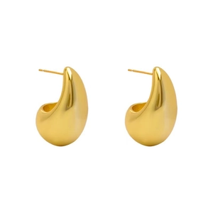 Gepolijste gouden druppeloorbellen voor dames met een strak minimalistisch waterdruppelontwerp