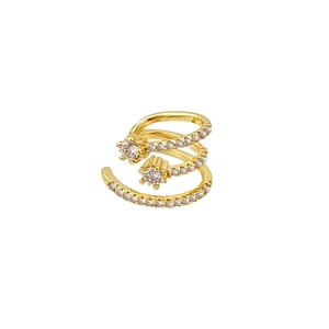 Three-layer gold star ear cuff with sparkling zircon micro-paving for women