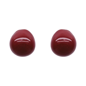 Classic burgundy teardrop stud earrings with high-gloss finish and minimalist Korean design