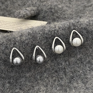 Teardrop Shell Artificial Pearl Earrings With 925 Sterling Silver Earring Post Retro Minimalist Elegant Jewelry For Women