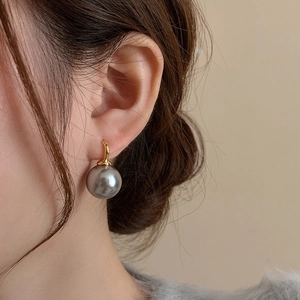 Elegant French Retro Faux Artificial Pearl Drop Earrings For Women Minimalist Round High Luster Copper Earring Post Jewelry