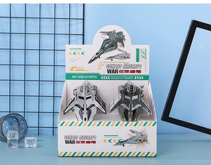 Detailansicht der Stealth-Kampfflugzeug-Stifte in silber-grauer 12er-Displaybox