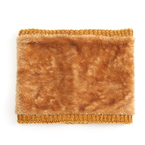 Winter chunky knit ginger snood with warm faux fur lining and ribbed edges