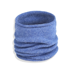 Chunky blue knitted turtleneck scarf for women with thick ribbed winter warm texture