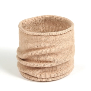 Soft beige knitted snood scarf for women featuring premium warm ribbed texture
