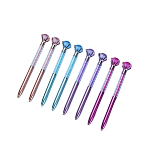 Set van 8 grote diamantbalpennen in roze, blauw, paars met kristalzand vulling