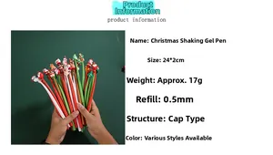 Close-up of 0.5mm Christmas cartoon pens with Santa, snowman and tree toppers