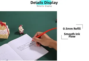 Detail of red Christmas pen with 0.5mm nib for smooth writing on holiday background