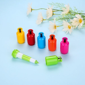 Creative gas cylinder shaped retractable ballpoint pens in six vibrant colors for students
