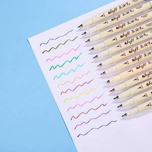 12-color soft brush sign pen set for drawing and calligraphy with watercolor strokes