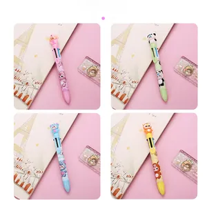 Détail des stylos billes rétractables 6 couleurs avec figurines d'animaux 3D mignons